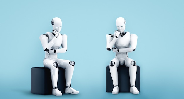 Un robot humanoide que piensa y analiza los datos de la información