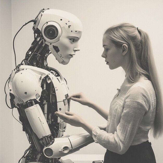 Un robot humanoide realizando tareas junto a los humanos