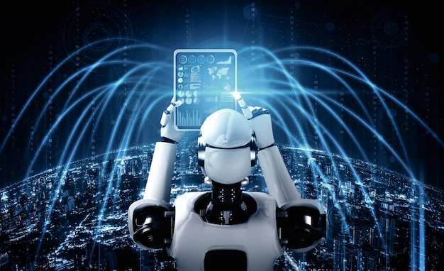 Robot humanoide XAI usando una tableta para una conexión de red global