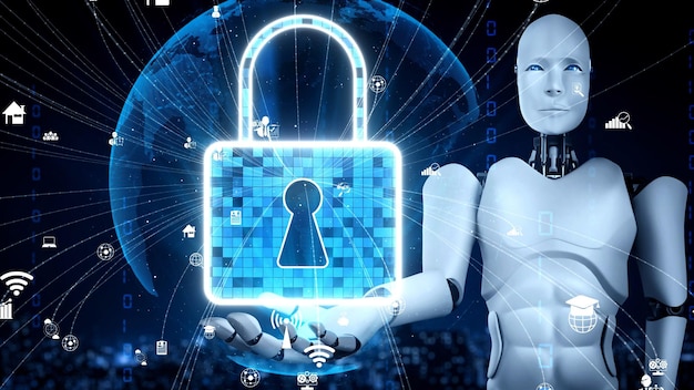 El robot huminoide con IA utiliza tecnología de computación en la nube para almacenar datos en un servidor en línea
