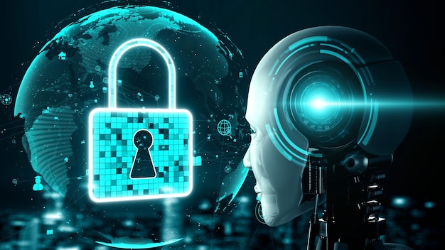 El robot huminoide con IA utiliza tecnología de computación en la nube para almacenar datos en un servidor en línea