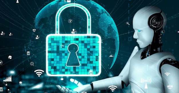 El robot huminoide con IA utiliza tecnología de computación en la nube para almacenar datos en un servidor en línea