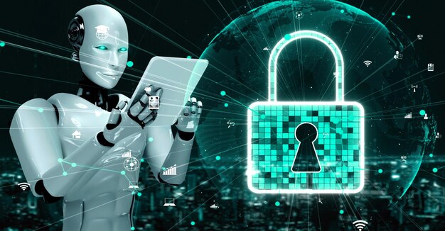 El robot huminoide con IA utiliza tecnología de computación en la nube para almacenar datos en un servidor en línea