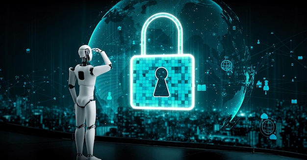 El robot huminoide con IA utiliza tecnología de computación en la nube para almacenar datos en un servidor en línea