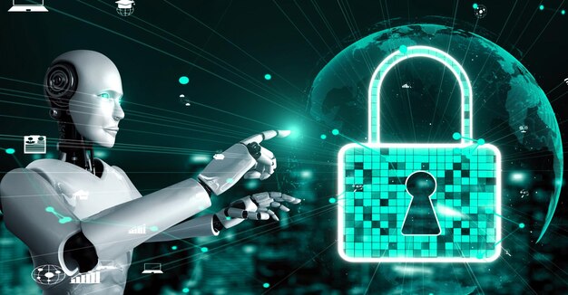 El robot huminoide con IA utiliza tecnología de computación en la nube para almacenar datos en un servidor en línea