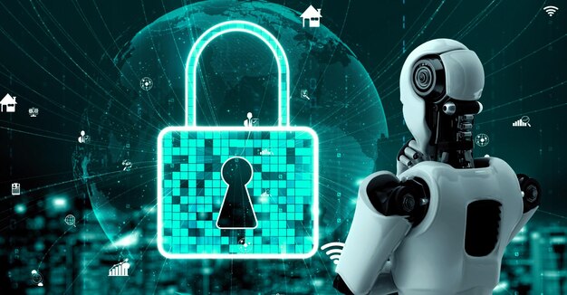 El robot huminoide con IA utiliza tecnología de computación en la nube para almacenar datos en un servidor en línea
