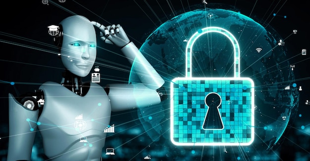 El robot huminoide con IA utiliza tecnología de computación en la nube para almacenar datos en un servidor en línea