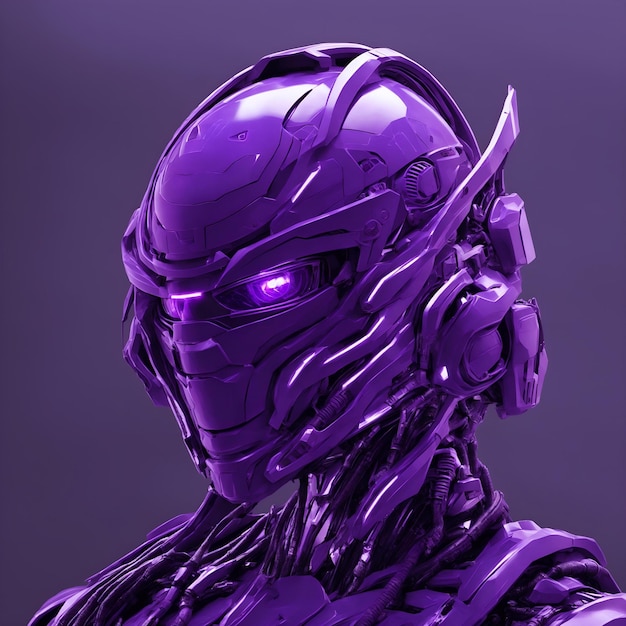 Foto robot de ia futurista con color púrpura y tonos realistas