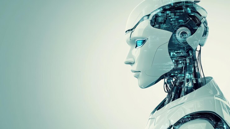 Robot de IA futurista en un mundo digital Concepto de tecnología avanzada e innovación
