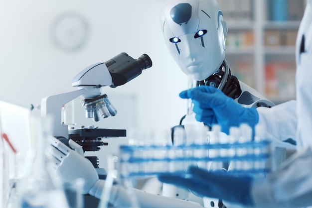 Robot de IA trabajando en el laboratorio