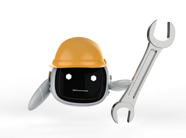 Robot ingeniero con casco amarillo