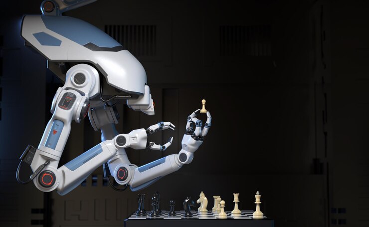 Un robot jugando al ajedrez.