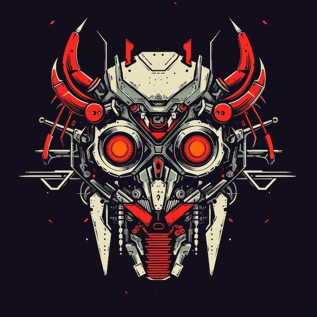 Robot-Kopf-Vektor-T-Shirt-Design