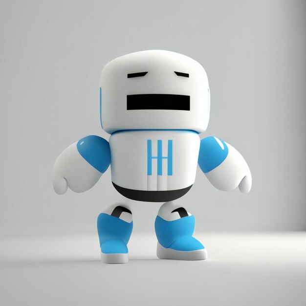 un robot con la letra h en el pecho