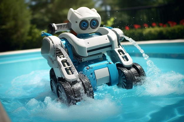 Un robot de limpieza de piscinas en acción