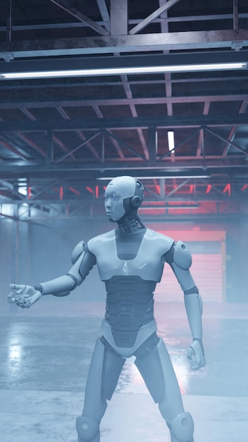 un robot con una luz roja en él y la palabra robot en la parte inferior