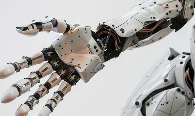 un robot con una mano que tiene el número 4 en ella