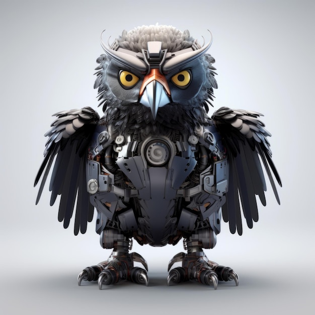 Robot mascota de águila de piel negra con una apariencia linda de calidad 8k Hd