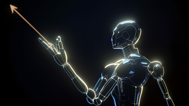 Un robot con un micrófono en la mano.