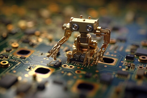 Un robot microscópico repara el interior de una computadora IA generativa