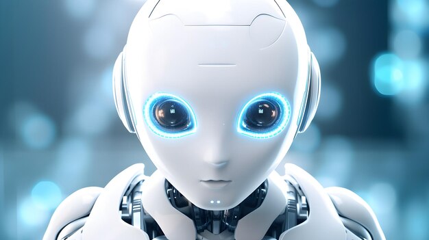 Un robot con ojos brillantes.