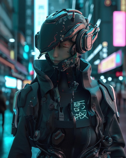 Un robot con la palabra cyberpunk