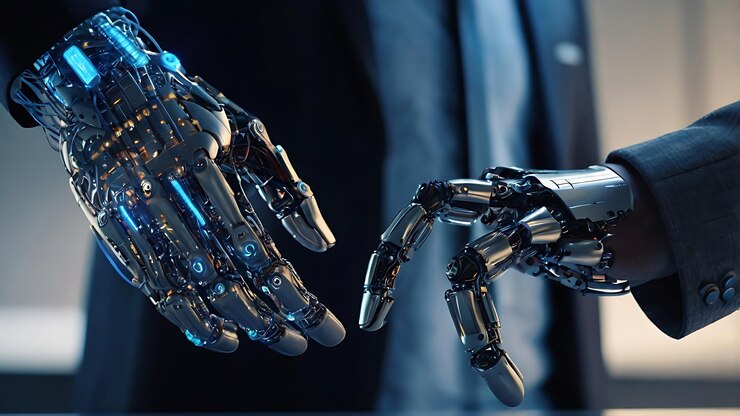 un robot con la palabra robot en la mano izquierda