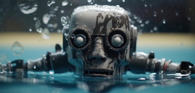 Un robot en una piscina de agua.