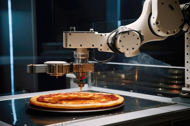 Robot que hace pizza con medidas precisas IA generativa