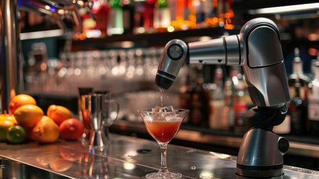 El robot que trabaja como camarero en el bar y sirve las bebidas aig