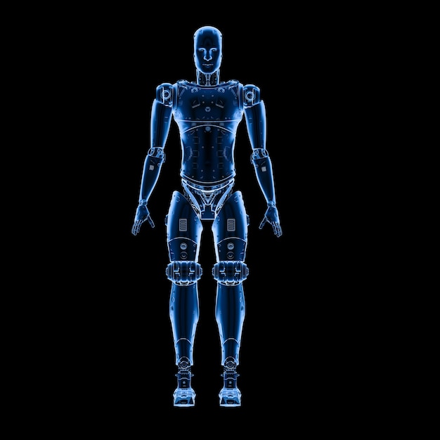 Robot de rayos x de renderizado 3D de cuerpo completo sobre fondo negro