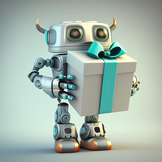 Robot con regalo futuro IA generativa