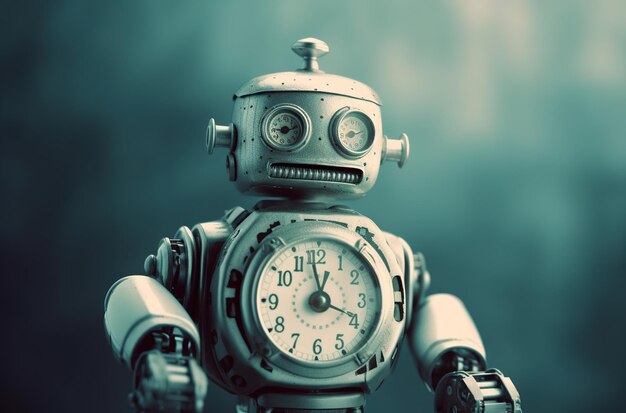 Un robot con el reloj en el pecho.