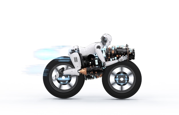 Robot de renderizado 3D montado en moto con velocidad