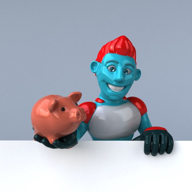 Robot rojo - Ilustración 3D