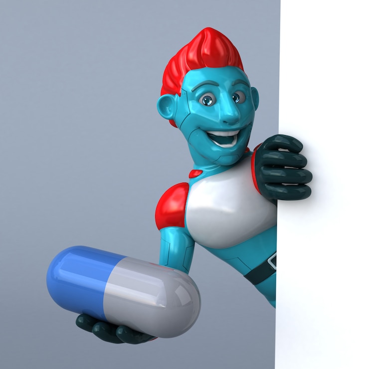 Foto robot rojo - personaje 3d