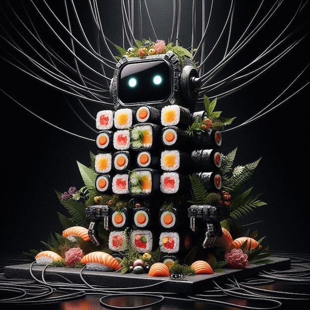 Foto el robot de sushi en 3d