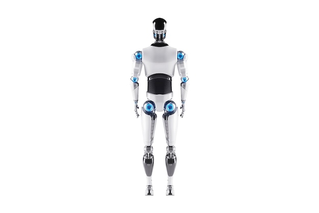 Robot tecnológico moderno robot de cuerpo completo aislado en fondo blanco fotorealismo neural