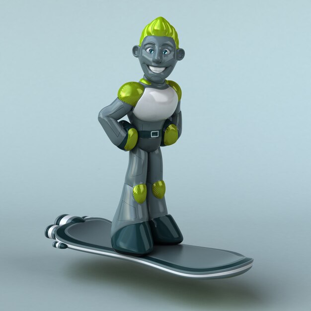 Robot verde divertido - Ilustración 3D