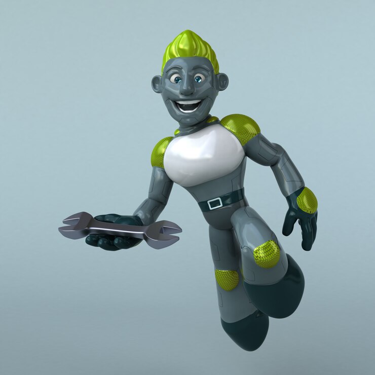 Foto robot verde - ilustración 3d
