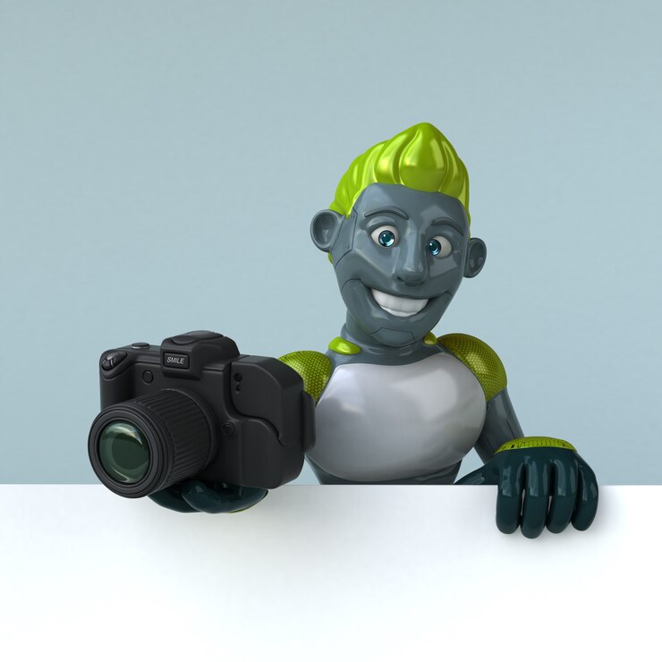 Foto robot verde - ilustración 3d