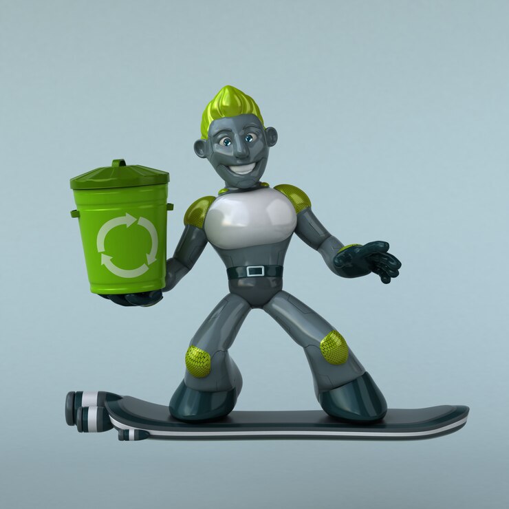 Foto robot verde - ilustración 3d