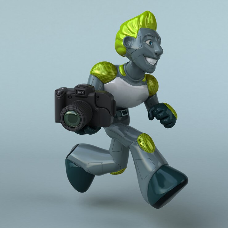 Foto robot verde - ilustración 3d