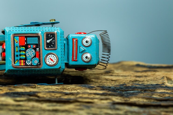 Foto robot vintage de juguete de estaño