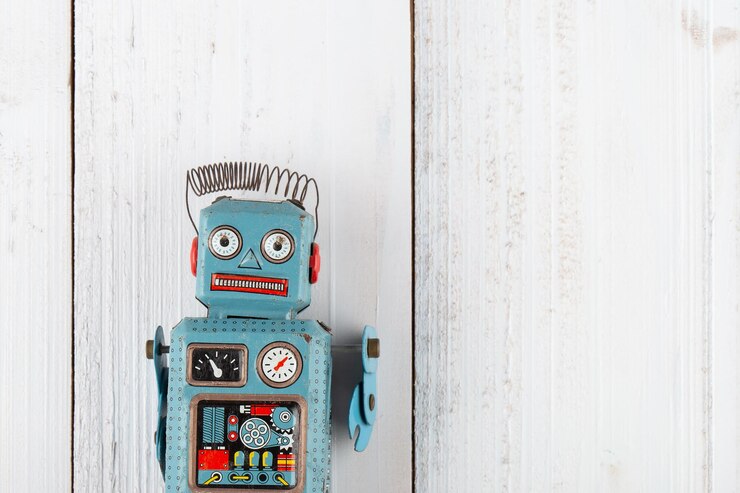 Foto robot vintage de juguete de estaño