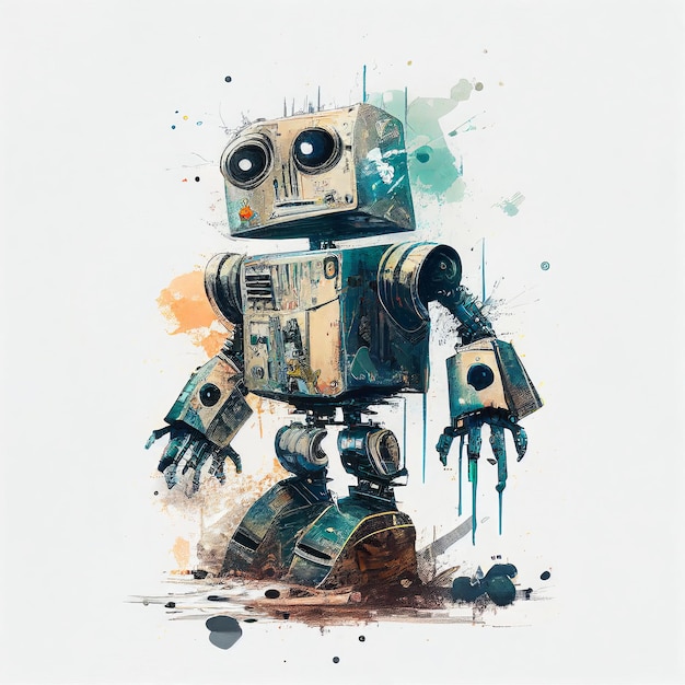 Roboter-Cartoon-Aquarell Generative KI