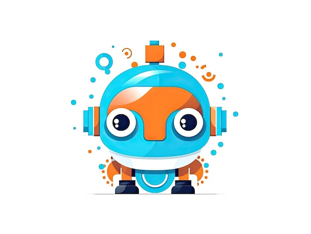 Foto roboter chatbot ai bot cartoon logo abzeichen design symbol cartoon flache stilillustration generative ki