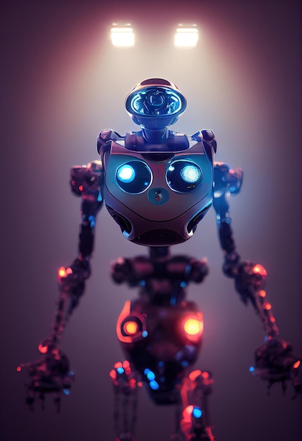 Roboter Cyborg Nahaufnahme Scifi künstliche Intelligenz Hintergrund 3D-Illustration