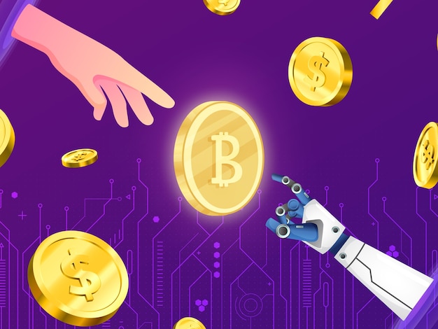Roboter, die Geld-Collage erzeugen