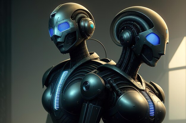 Roboter Künstliche Intelligenz Illustration des Fortschritts der Technologie Große Datenarbeit